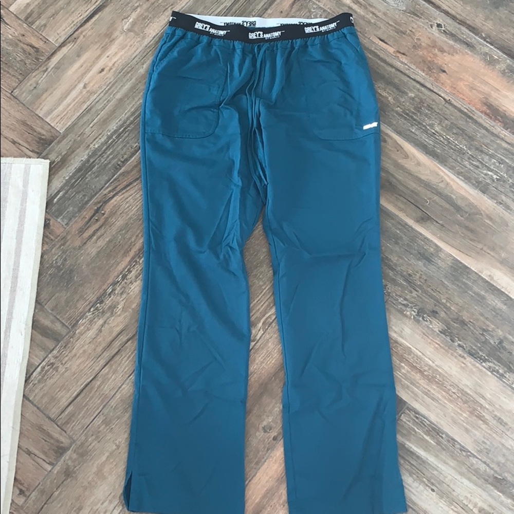 Teal straight leg scrub pants